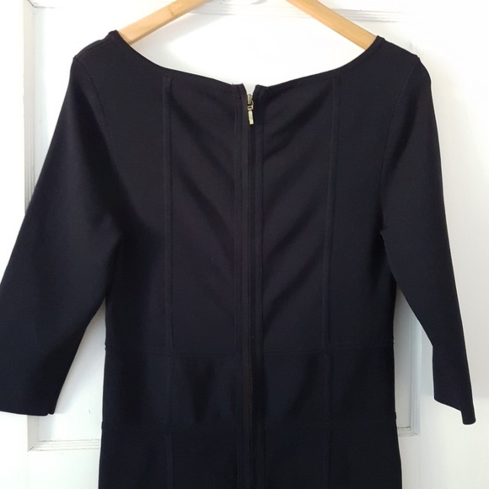 REISS Bodycon Boat Neck Knee Length Gold Detail Dress Dark Blue Sz M - Picture 7 of 15